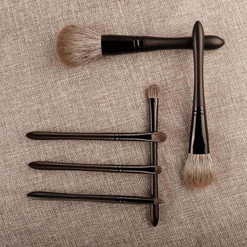 6pcs/set Fox hair Makeup brushes Set Powder Blusher Crease Eyeshadow Detail Liner Shadow Make up brushes Travle siz Ebony Handle — image 3