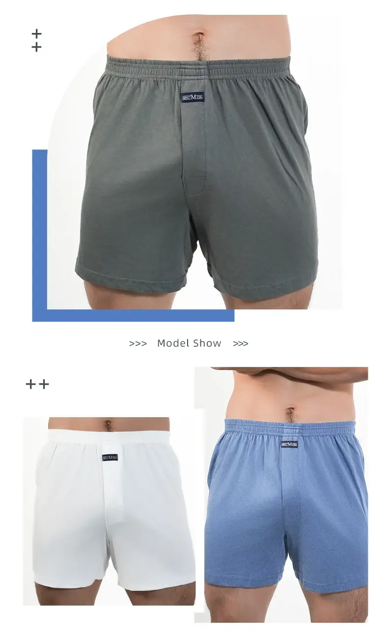 1 Pc Grote Onderbroek Effen Pyjamabroek Thuis Plus Size Boxers Korte Voor Mannen Hoge Taille Allo Broek Katoenen Broek slaap Bodems — image 7