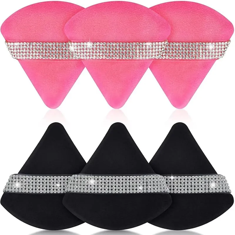 Diamond Triangle Velvet Setting Puff Ribbon Detail Powder Sponge Smooth Finishing Soft Puff for Loose Pressed Powder Application — image 5