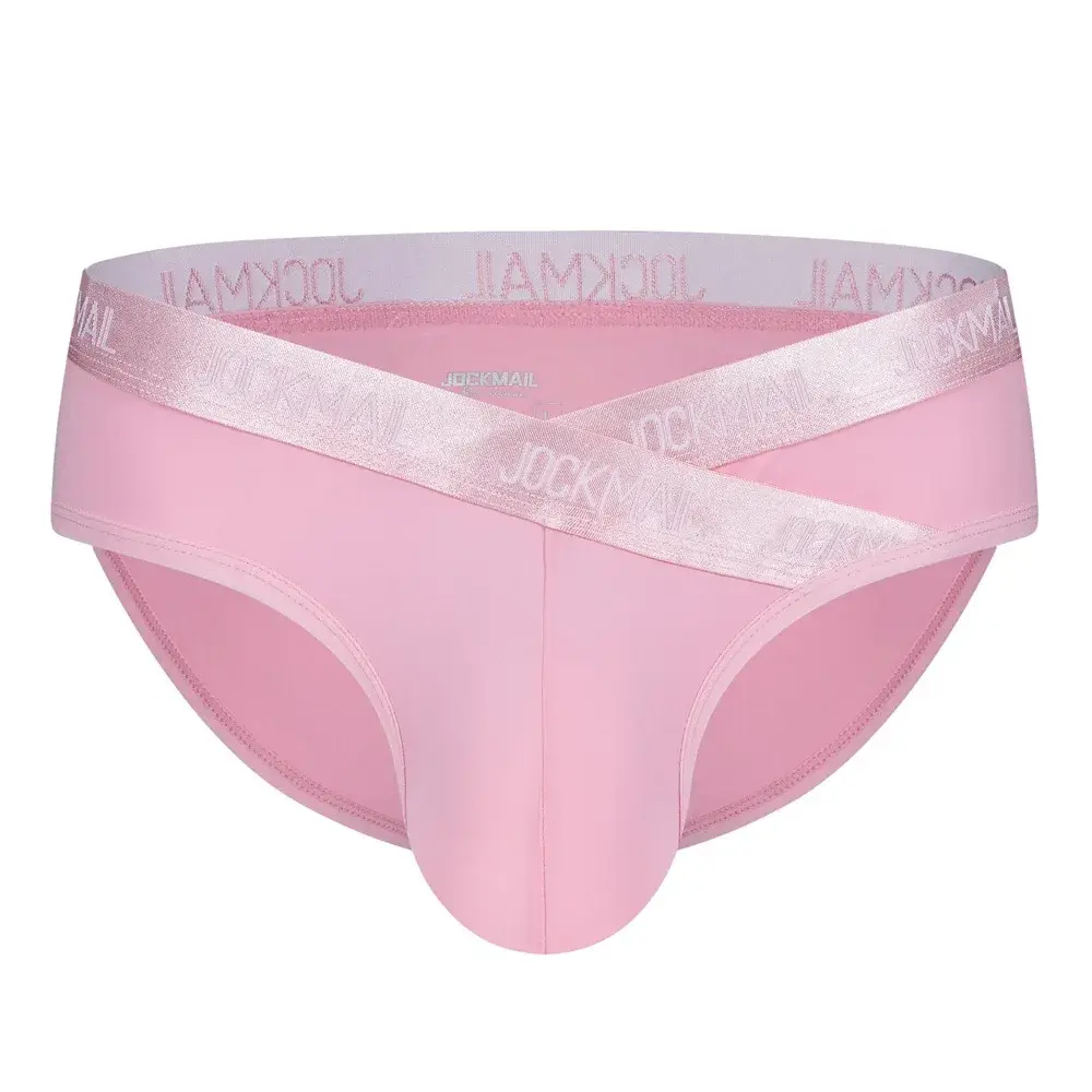 Jockmail Intimo da uomo Vita bassa Lettera sexy Sport traspirante Estate Slip in seta di ghiaccio Borsa grande in nylon Tinta unita Mutandine da uomo — image 4
