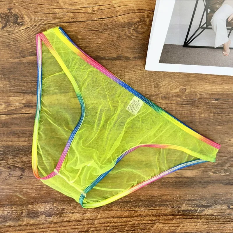 Färgglada Låg midja U konvexa underkläder Herr Sexiga Gauze-trosor Ultratunna Sheer Mesh Transparenta Kalsonger — image 13