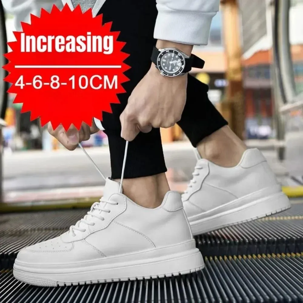 New Height Increasing Shoes for Men 10cm Invisible Elevator Sneakers White Leathe Sport Zapatillas De Hombre Big Size 46 — image 3