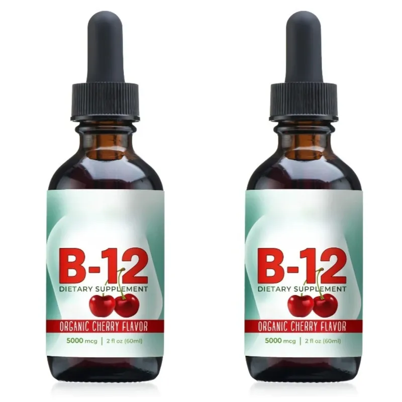 Vitamin B12 Methylcobalamin Liquid Drops 5000 Mcg Cherry Flavor 2 Fl Oz 60 Servings Vegan Sugar Free Daily Supplement