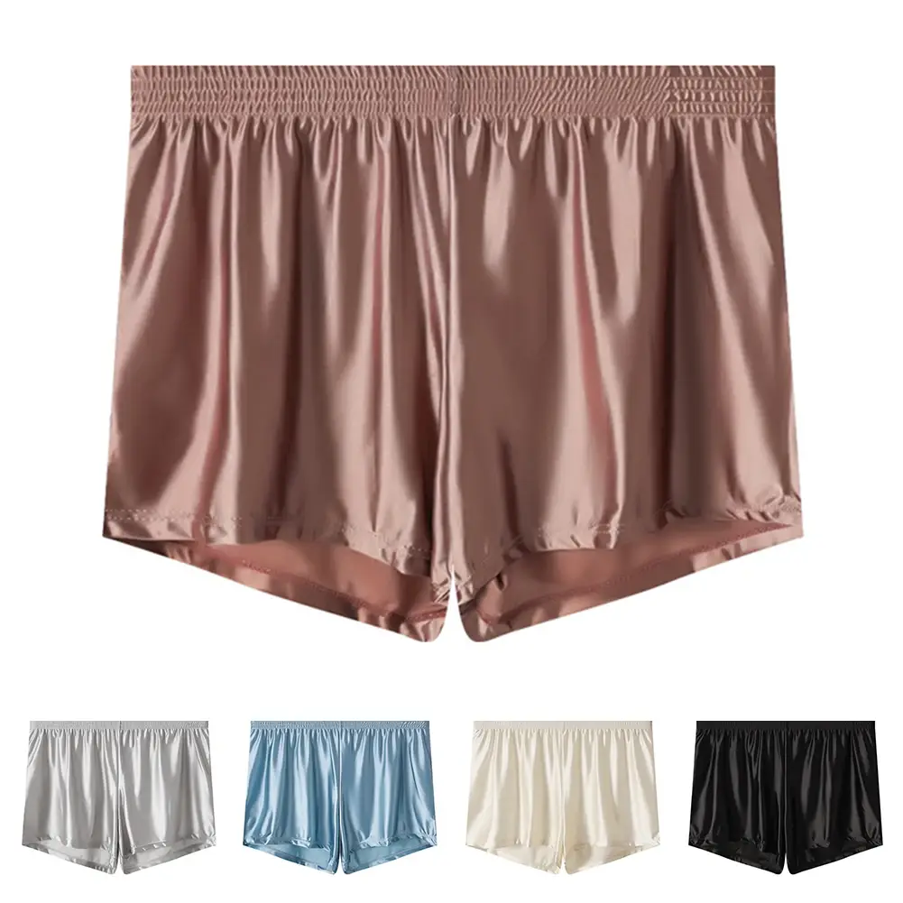 1 pz Uomini di Seta del Ghiaccio Liscia Solido Boxer Mutandine L-3XL di Grandi Dimensioni Allentato Degli Indumenti Da Notte Della Biancheria Intima Tronchi Senza Soluzione di Continuità Comodi Indumenti Da Notte — image 9