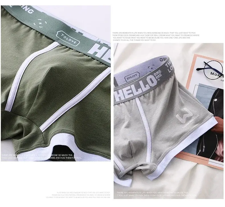 1Pcs Men Cotton Boxer Shorts Panties Underwear3 Kulay L XL 2XL 3XL Soft Letter Belt Breathable Soft Fashion Sports — image 11