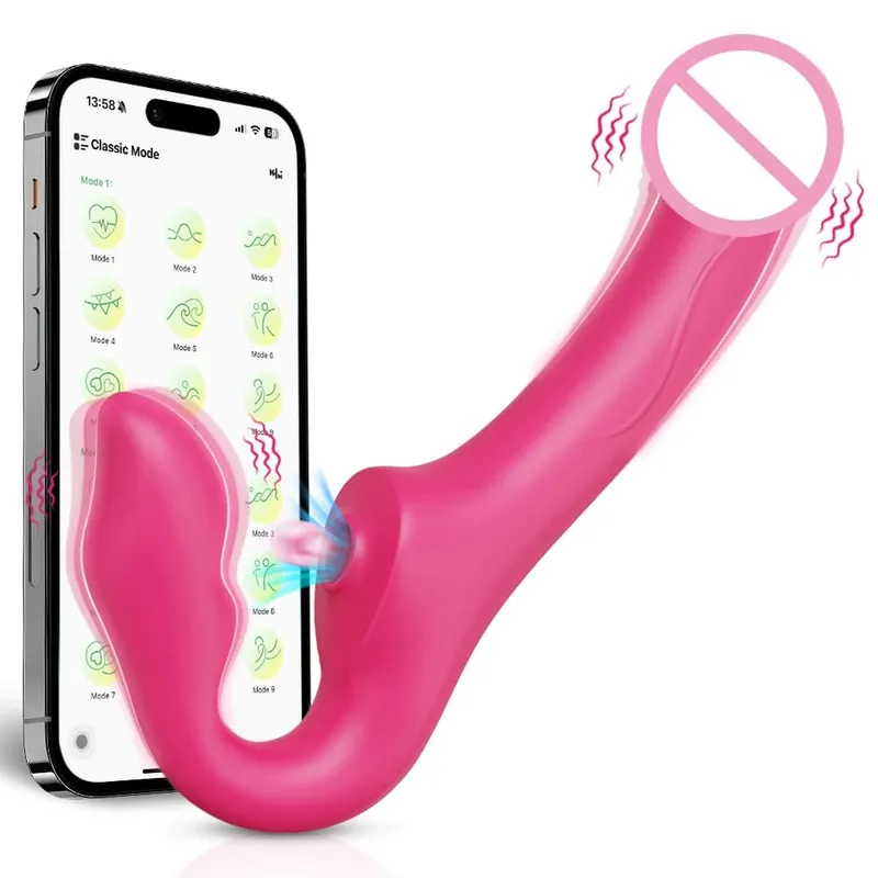 Vibrador de ponta dupla com controle por aplicativo, vibrador para ponto g, pênis removível, vagina, brinquedos sexuais adultos para casais de lésbicas — image 8