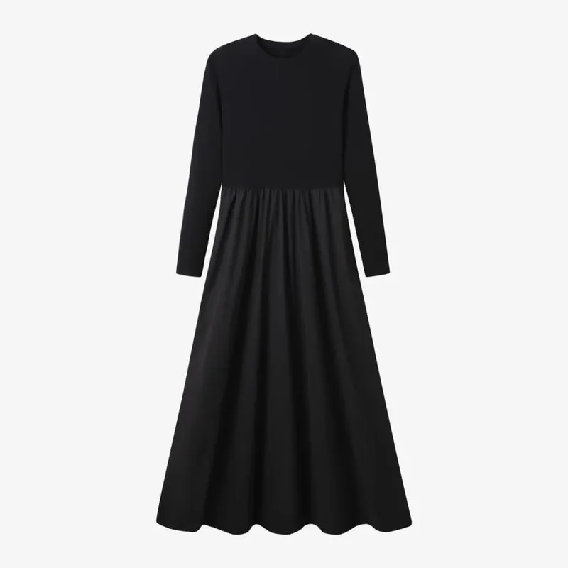 AS AW25 Patchwork dress round neck ribbing top + skirt + cardigan pambabaeng damit — image 9