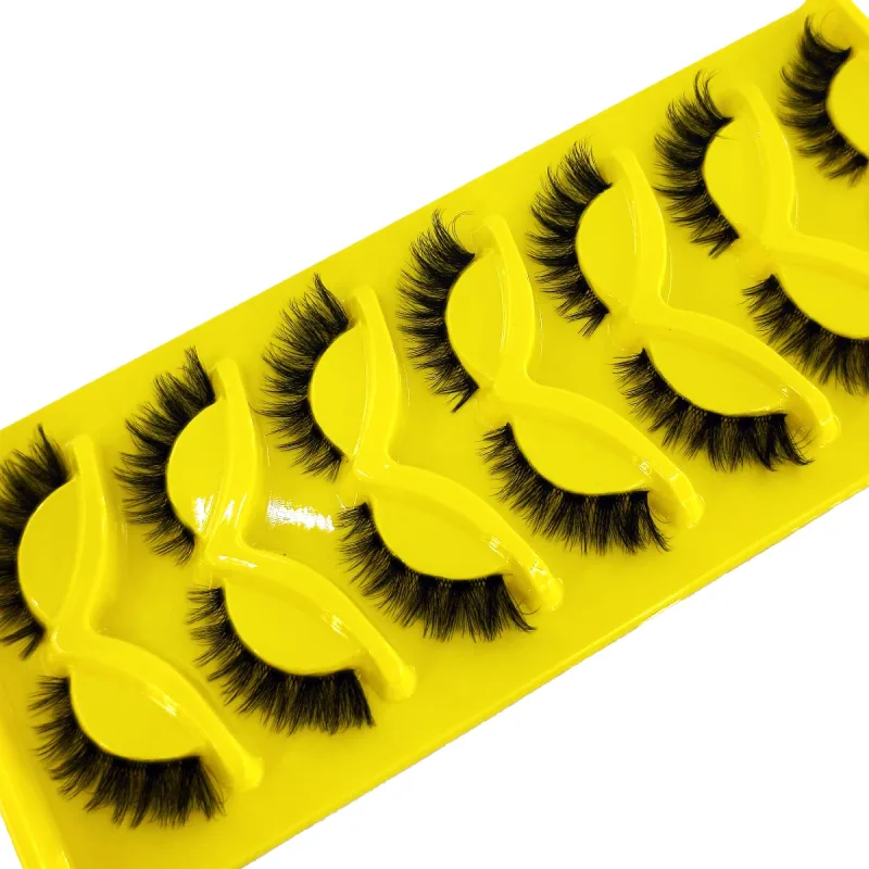 HBZGTLAD7pairs Fox Eye Lashes Wispy Faux Mink Lashes Volume Fairy Cat Eye Lashes That Look Like Extensions Spiky Fake Eyelashes — image 7