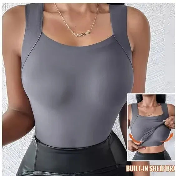 Sexy Sleeveless Tank Tops Women Casual Vest Crop Camisole Seamless Sports Underwear with Chest Pads Summer Female Bra Lingerie — image 2