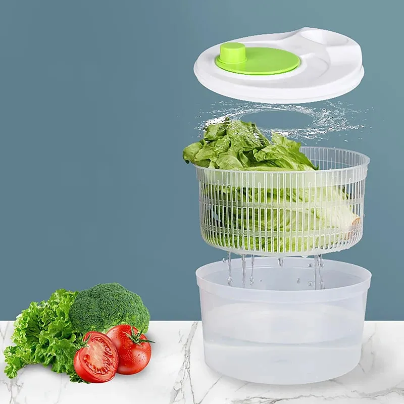 Salad Spinner Dryer Gulay Prutas Pagkain Drain Basket Dehydrator Mabilis na Paghuhugas ng Pagpapatuyo Manual Centrifuge Kusina Kagamitan sa Bahay — image 2