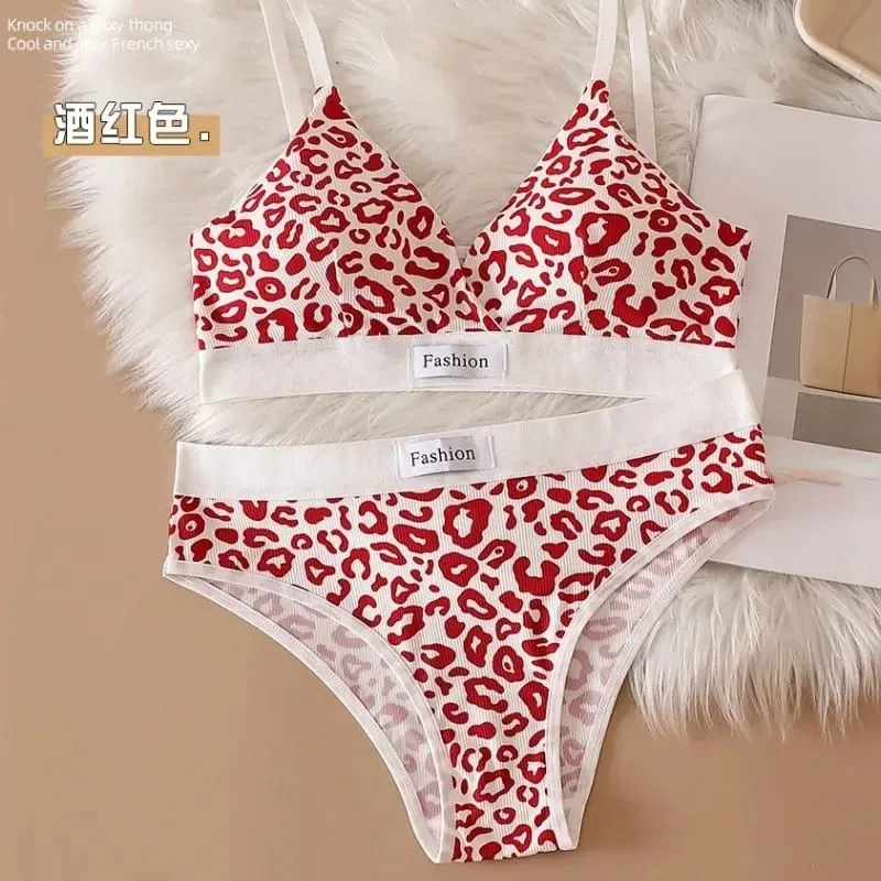 Summer New Women's Leopard Print Traceless and Steel Rim Bra Adjustable Shoulder Strap Back Women's Underwear Set — image 6