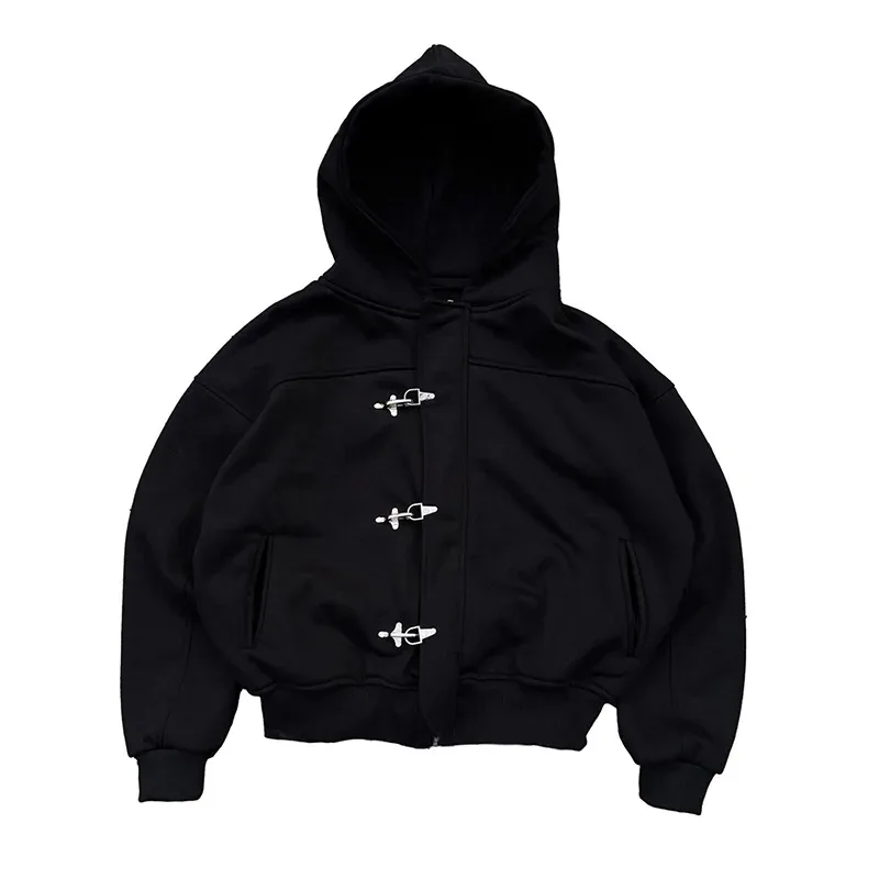 Gótico punk grunge y2k unissex moletom com capuz 2025 novo outono inverno chique cardigan moletom americano retro hip-hop estética streetwear