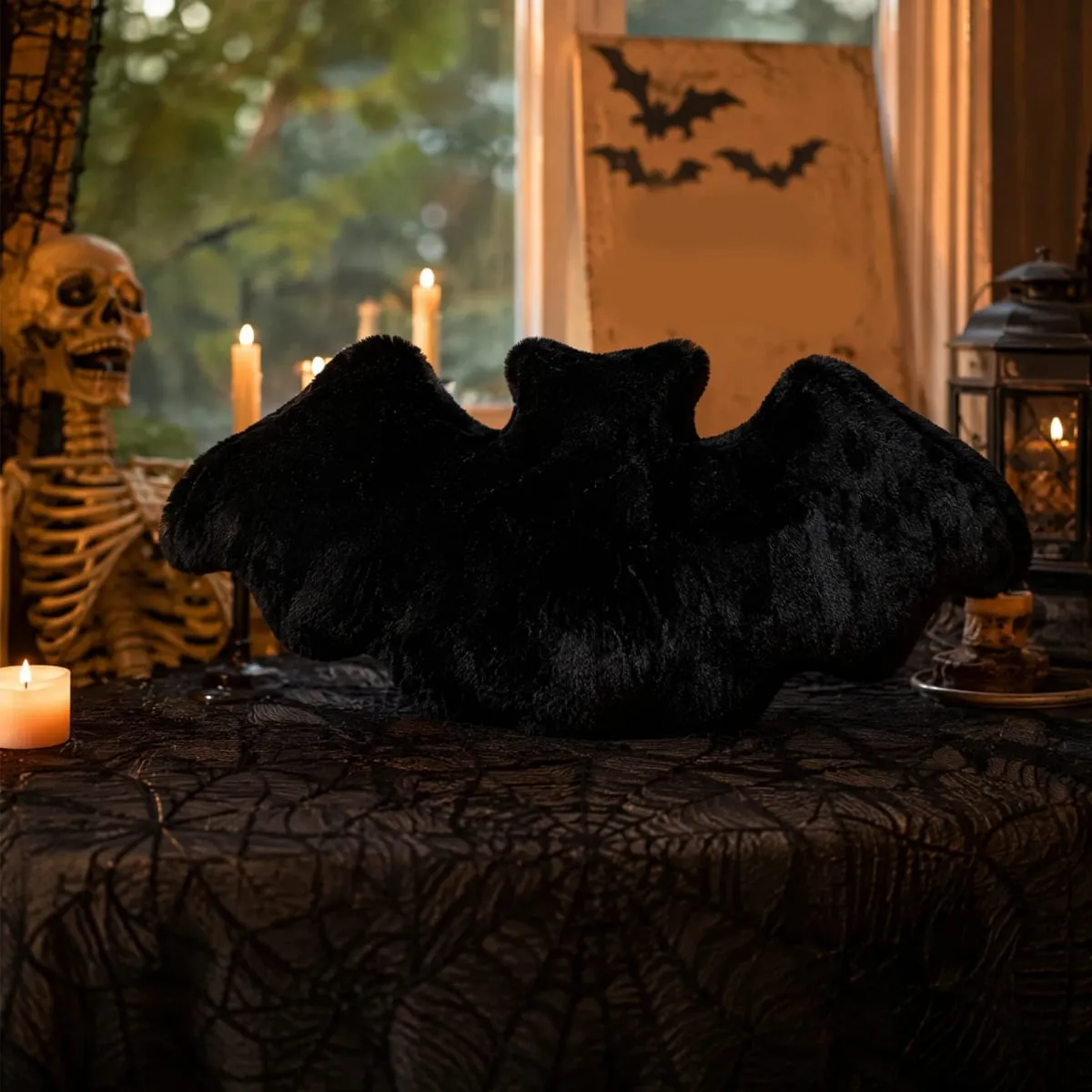 Halloween Bat Shaped Throw Pillow Halloween Bats Plush Pillow Furry Bat Plush Pillows for Halloween Decorative Home Sofa Bed