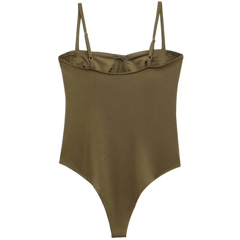 Slip Bodysuit Women Autumn Sexy Green Khaki Brown Thong Bodysuit Woman Sleeveless Backless Cup Lingerie Slimming Bodysuits — image 5