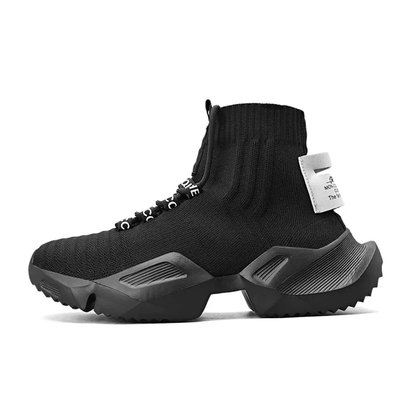 Mode högkvalitativ Mesh Sneakers Herr Fritidssko Lättvikt Bekväm snörning Herr Walking High Top Sneakers