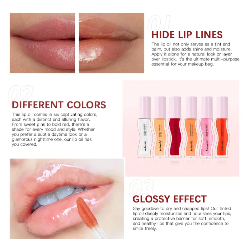 Fuktgivande läppglansolja ger näring åt glänsande läppar Vård Läppstift Plumpande Exfolierande Rosa Plumping Gloss Oil Makeup — image 3