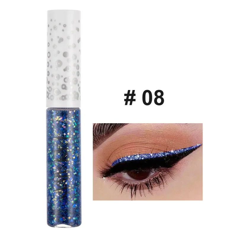 12 Colors Shiny Eye Liners Pigment Silver Rose Gold Color Glitter Liquid Eyeliner Metallic Colorful Makeup For Women — image 12
