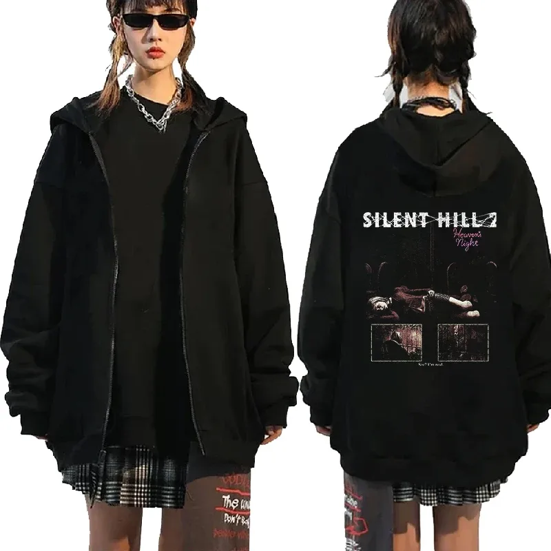 Anime Silent Hill 2 Pattern Print Graphic Zipper Hoodies Oversized Jacket Coat Sweatshirt Long Sleeves Cotton Men Women Clothing — image 4