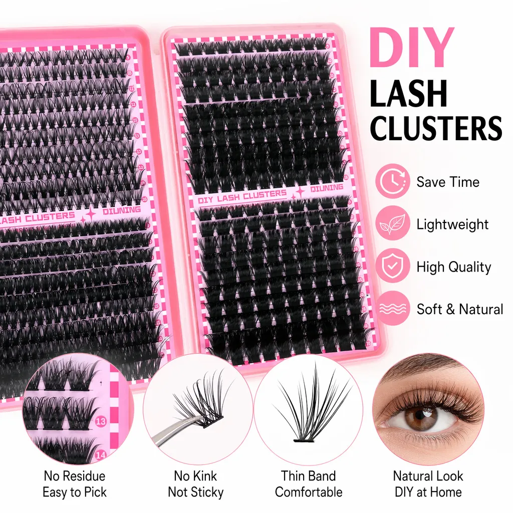800PCS Lash Extension Kit DIY Clusters Eyelash Extension Kit Lashes Kit with Lash Bond and Seal Lash Tweezers — image 3