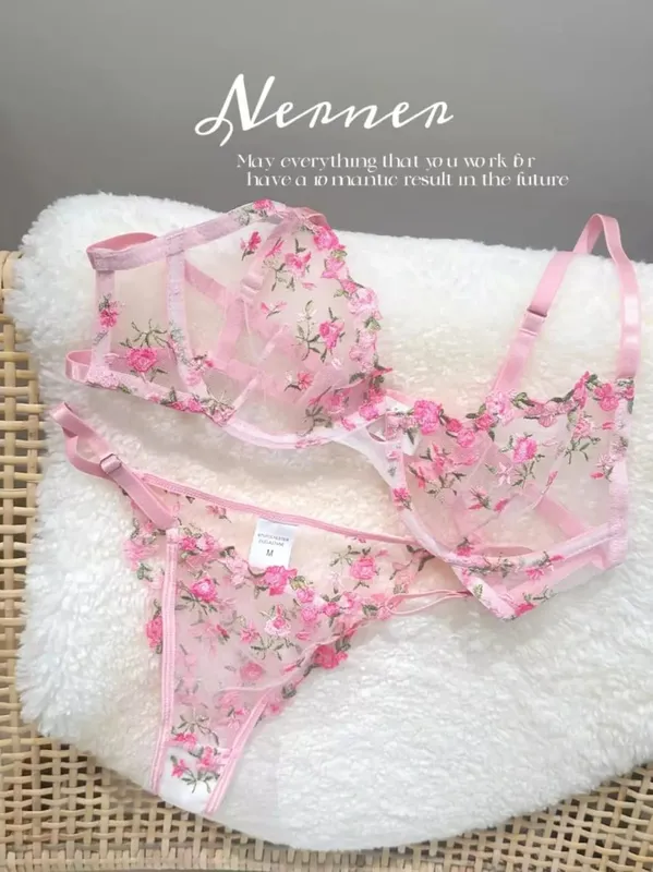 Sexy French Lingerie Set Floral Embroidery Sheer Mesh Bra with Soft Underwire Comfort Support for Large Bust CA S-XL MOYISU Bras — image 13