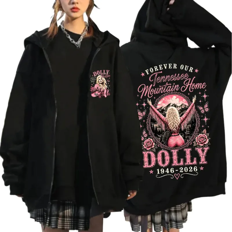 Dolly Parton Tribute 1946-2026 Country Music Zipper Hoodies Homens Mulheres Moda Casual Zip Up Moletom Com Capuz Jaquetas Casacos — image 3