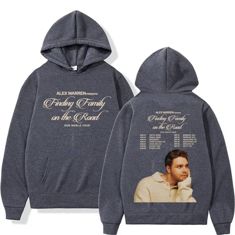 Alex Warren Finding Family on The Road 2026 World Tour Hoodies Sweatshirts Men Women Fashion High Quality Retro Oversized Hoodie — image 5