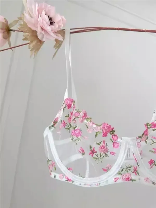 French Luxury Lingerie Set - Sexy Floral Embroidery Black Bra & Panty Set Sheer Transparent Seductive Women's Intimates — image 8