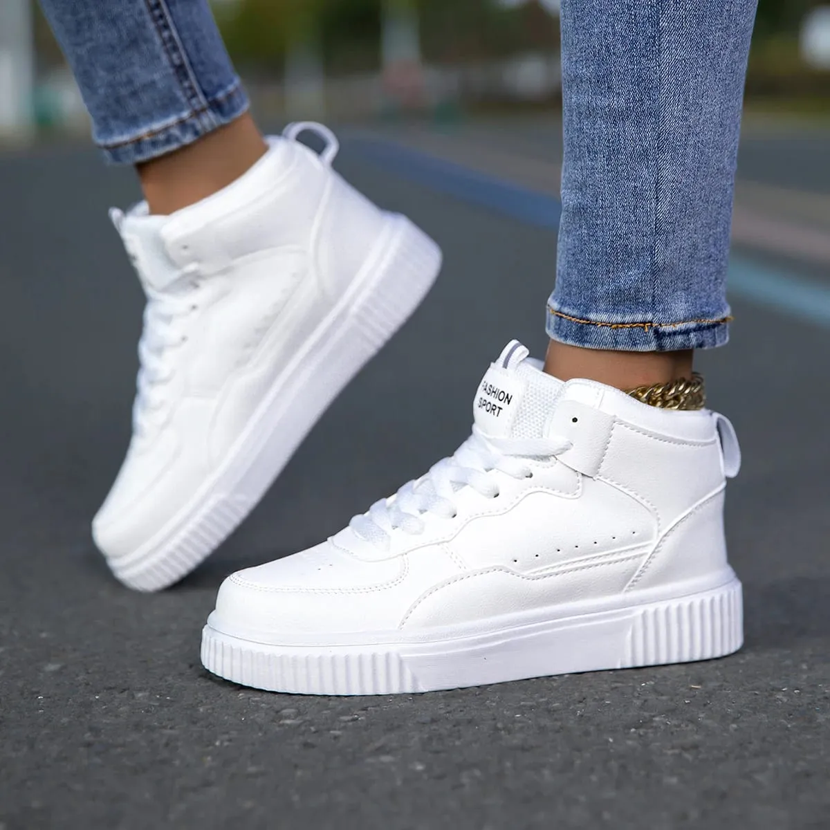 New Style Men's Casual Leather Shoes Trendy Breathable Versatile Sports White Sneakers Leather Trendy Shoes — image 5