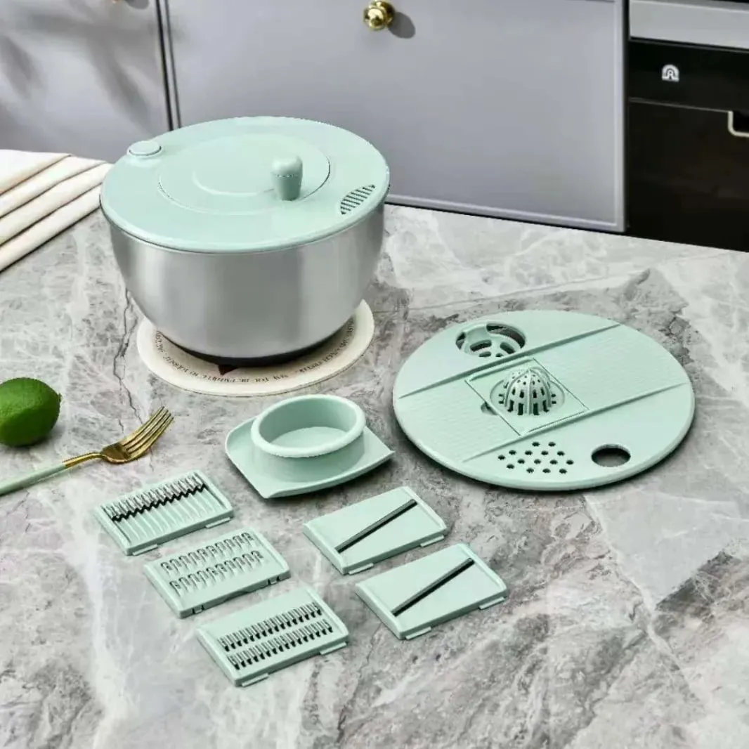 Multi-Functional Vegetable Salad Dehydrator Vegetable Cutter Household Cucumber and Potato Slices Drain Basket Fruit Drain Water — image 6