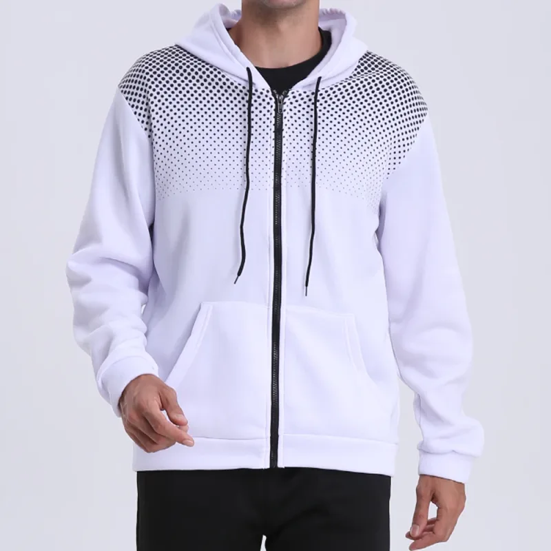 Moletom Com Capuz Masculino Com Zíper Bolso Polka Pot Impressão Moletom Com Capuz Esporte Ao Ar Livre Casual Slim Fit Homens Primavera AutumnZipper Moletom Com Capuz — image 7