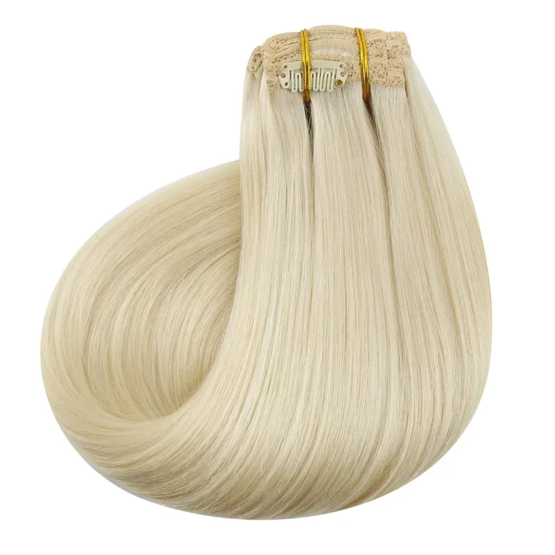 VeSunny Clip In Hair Extensions Human Hair 8 PCS Weft 140G-160G Hair Remy Hair Full Head Clip In Hair Extensions 8 PCS Weft