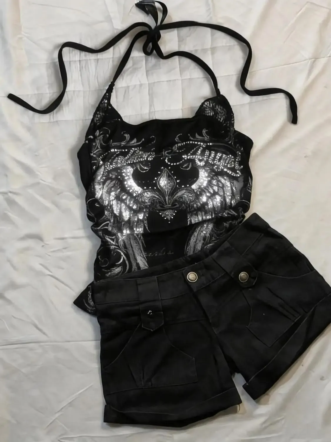 American Vintage Y2K Halter Crop Top Women Sleeveless Vest Punk Printed Casual Subculture Summer Slim Street Tank Tops — image 12