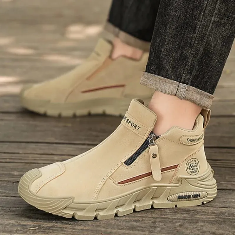 Mens Casual Labor Shoes Fashion Zipper Versatile Men Outdoor Climbing Shoes Non Slip Wear-resistant Sneakers Zapatos Para Hombre — image 4
