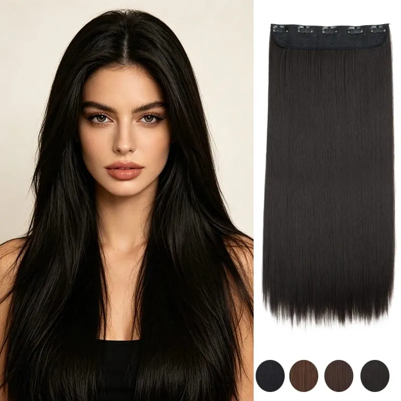 24Inch Synthetic Long Straight Thick One Piece Hair Extension Heat Resistant Fake Hair for Women Daily Use — image 1