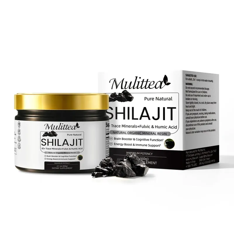 Suppléments minéraux Shilajit originaux de haute pureté Mulittea avec plus de 85 oligo-éléments et acide fulvique pour l'endurance énergétique de l'homme