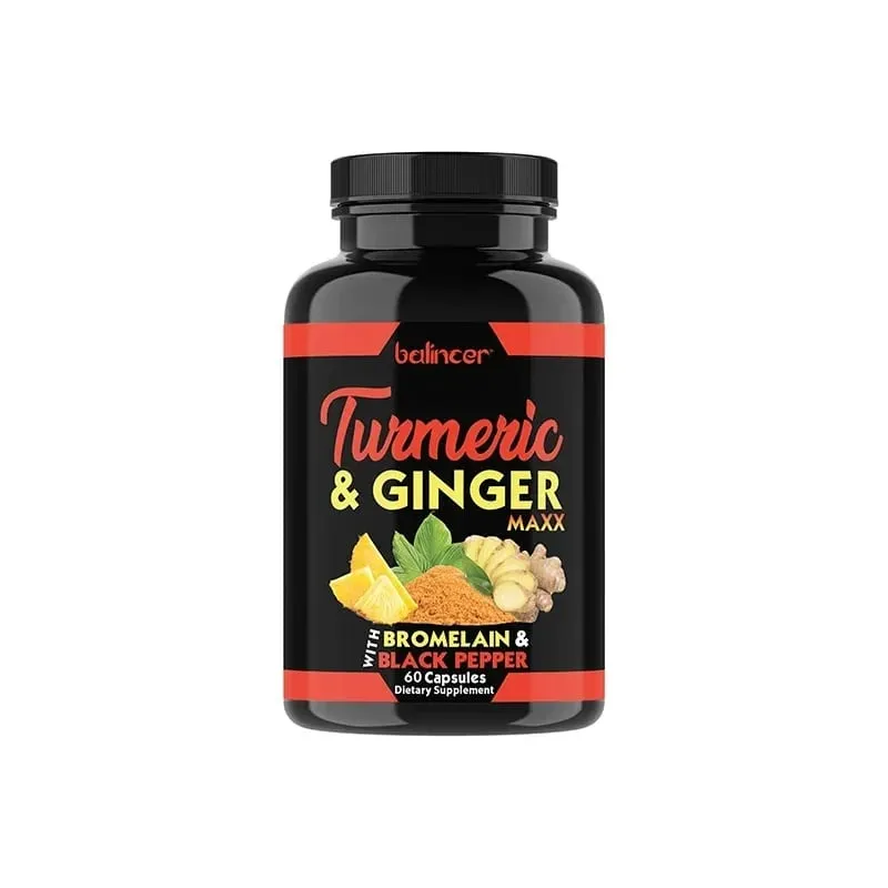Organic Turmeric Curcumin Capsules with Ginger Support Joint Muscle Cardiovascular Cognitive Digestive & Immune Wellness