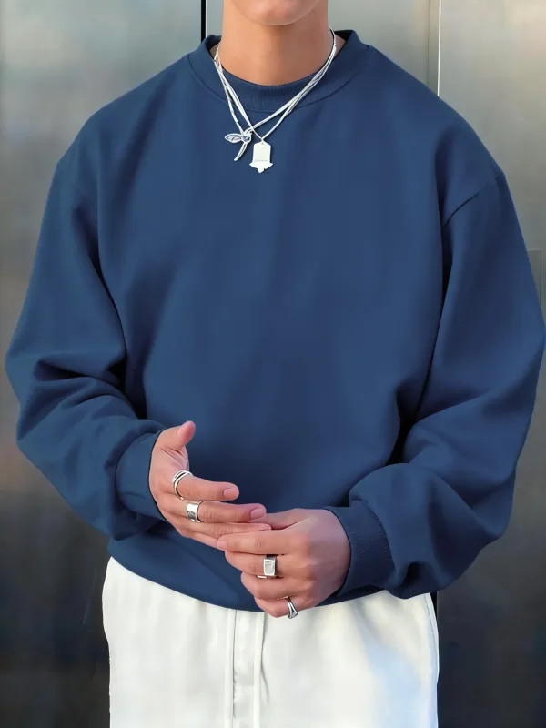 Man'S Fleece Autumn Top Street All-Match Pullovers Comfortable Basics Sweatshirts Sport Casual Sportswears Daily Soft Clothing — image 9