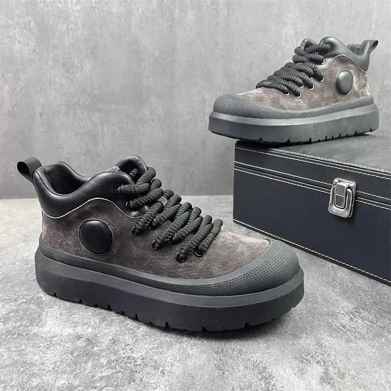 Autumn Men Casual Sneakers Platform High Top Skateboard Vulcanized Shoes Tennis Sports Shoes Lace Up High Quality Outdoor Boots — image 6
