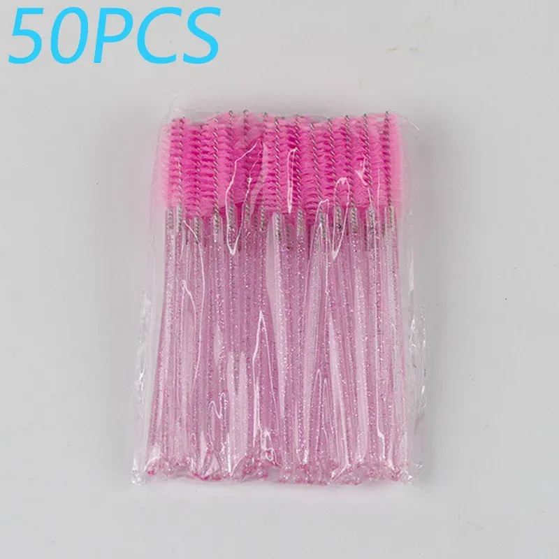 50pcs Crystal Rod Disposable Eyelash Brushes Eyelash Comb Eyebrow Comb Eyelash Curl Spiral Multi purpose Portable Makeup Brush