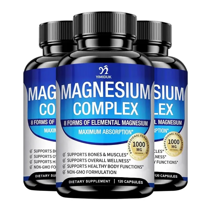 Suplemen Magnesium Kompleks 1000mg -Magnesium Glisinat Sitrat Malat Taurat Chelated untuk Energi Pemulihan Otot Tulang — image 9