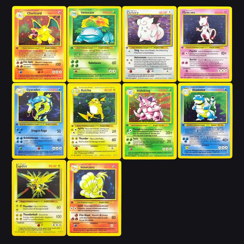 Proxy PKM English GAME 1ST EDITION Charizard Blastoise Venusaur Mewtwo Holo TCG Game Collection Card — image 24