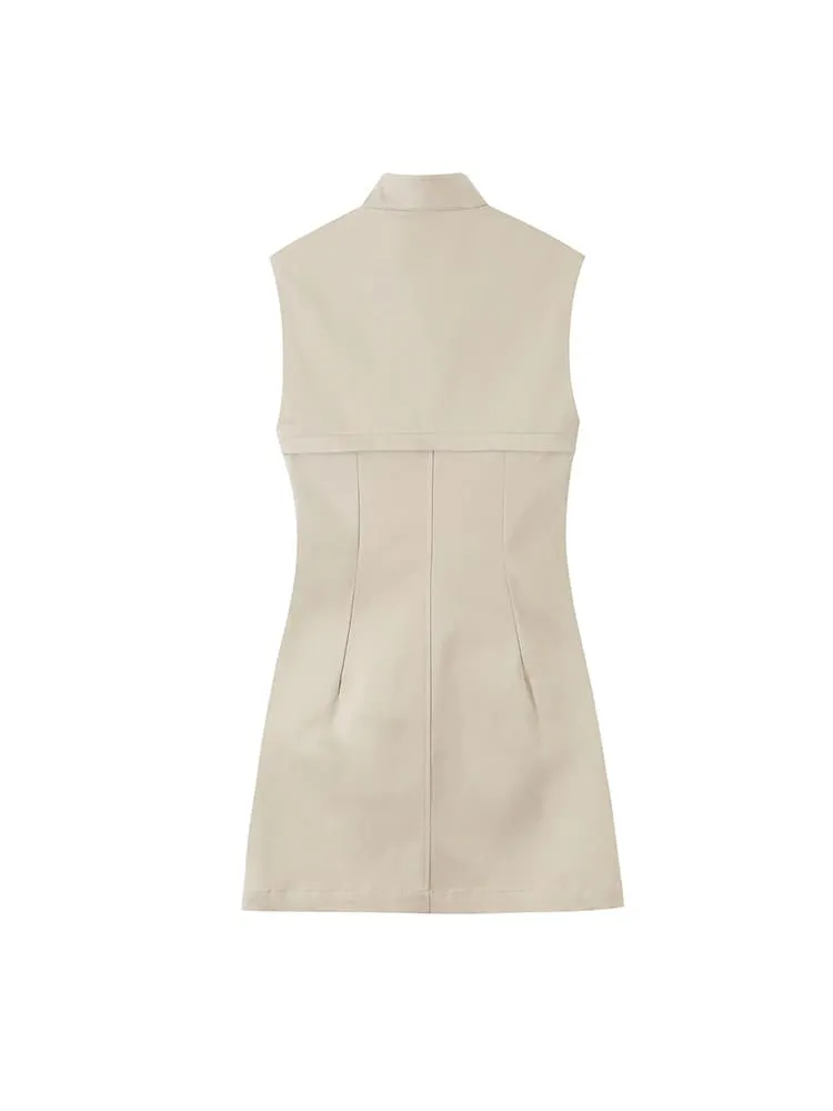 New Women Hollow Out Dress Sleeveless Solid Slim Fashion Trench Mini Dresses Sexy Club Street Style Trendy Partywear — image 3