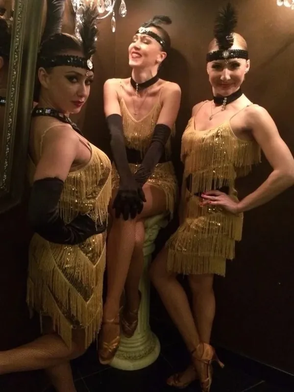 Dam 1920-tal Vintage Great Gatsby Party Paljettklänning Sexig V-ringad Sommar Cami Klänning Guld fransklänning Vestidos Flapper Kostymer — image 7
