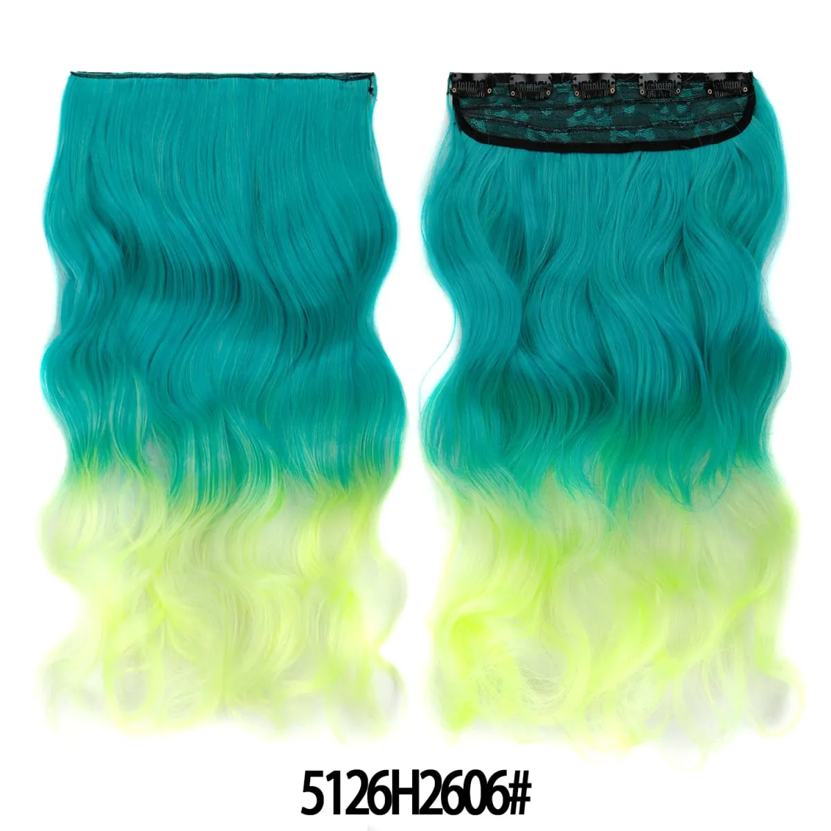 Jeedou uma peça 5 clipes ondulado ombre clipe em extensões de cabelo longo onda de água cabelo encaracolado sintético pedaço arco-íris colorido cabelo — image 33