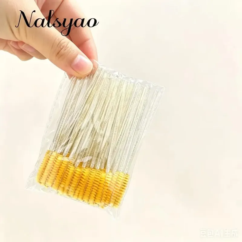 50 pçs escovas de cílios descartáveis extensão cristal sobrancelha escova rímel varinha cílios conjunto de ferramentas cosméticas maquiagem beleza — image 9