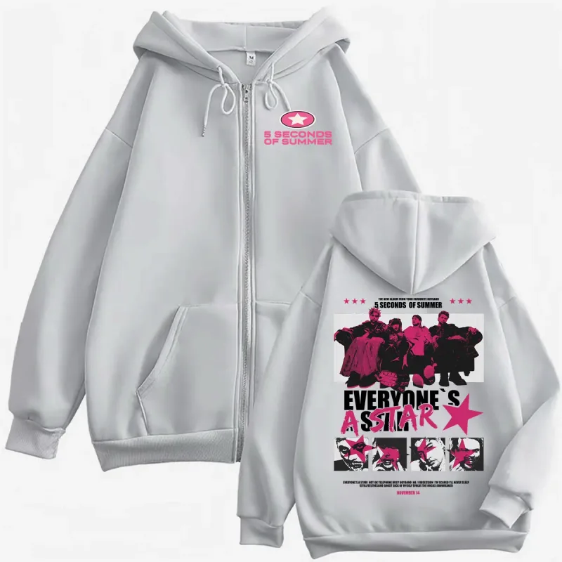 5 Segundo ng Tag-init Lahat ay Bituin 2026 World Tour Zipper Hoodies Coat Lalaki Babae Harajuku Hip Hop Rock Punk Jacket Sweatshirt — image 7