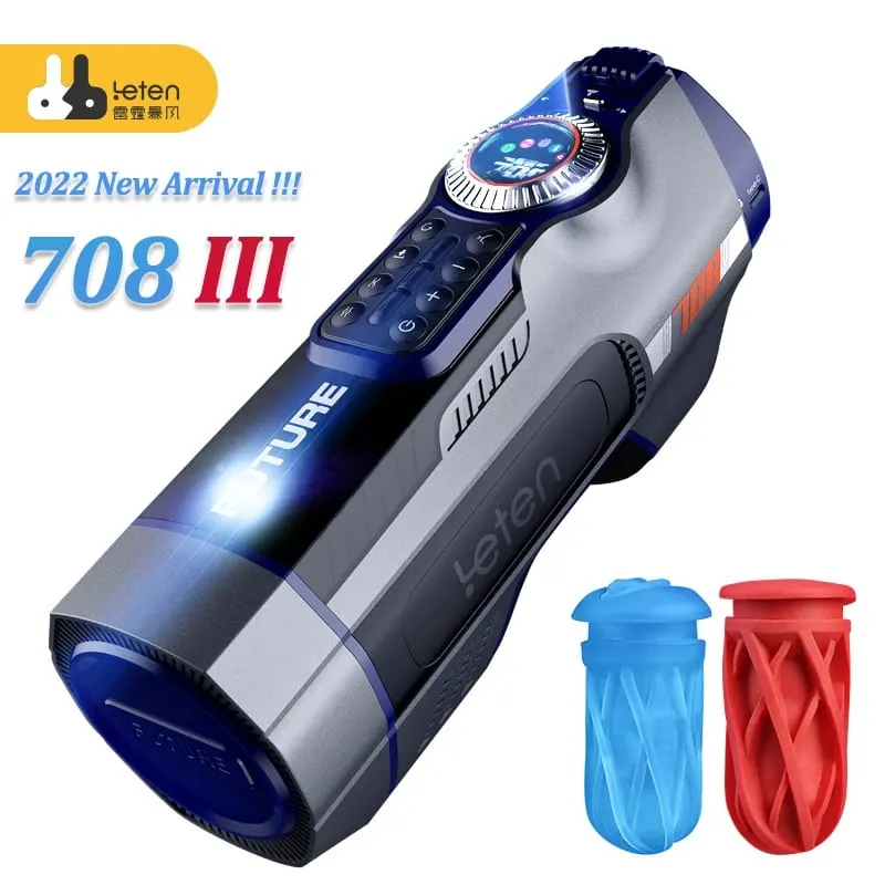 Leten 708-III Quiet Vibrator Heating Moaning USB Charging Automatic Telescopic Male Masturbation Vagina Pussy Sex Toys for Men