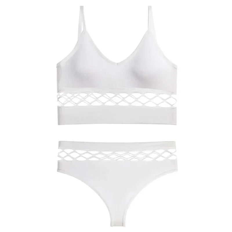 Women Sexy Push Up Bra Sets Waist Hollow Elastic Lingerie Thong Pantie Set Sports Strap Vest Underwear Female Bralette Lingerie — image 11