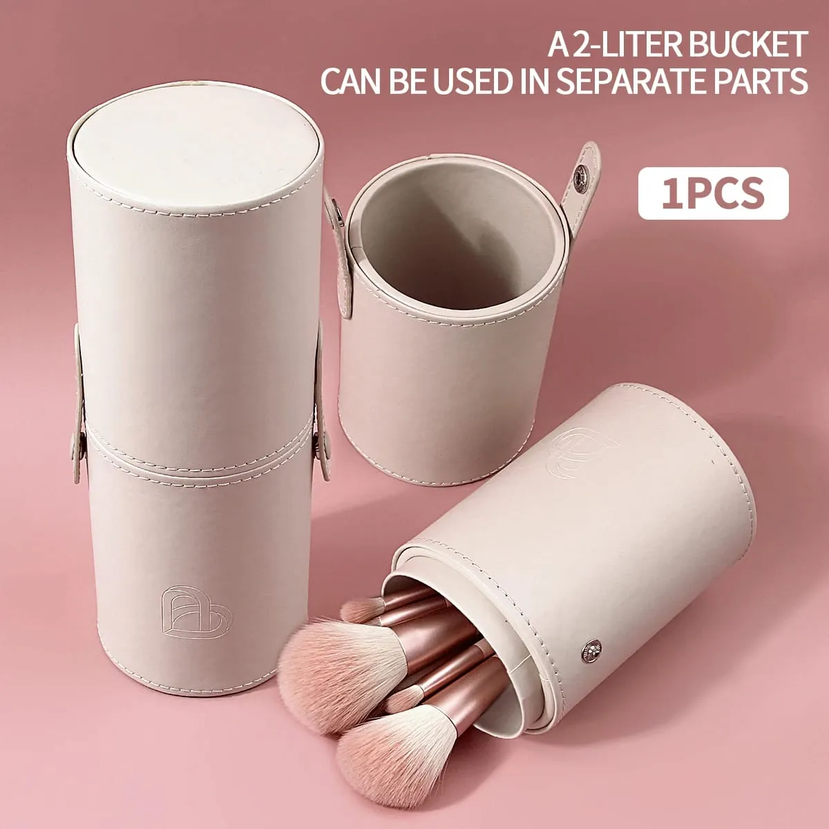 1PC Cylindrical Makeup Brush Holder PU Leather Cosmetic Storage Box Waterproof Dustproof Portable Makeup Brushes Organizer Trave — image 3