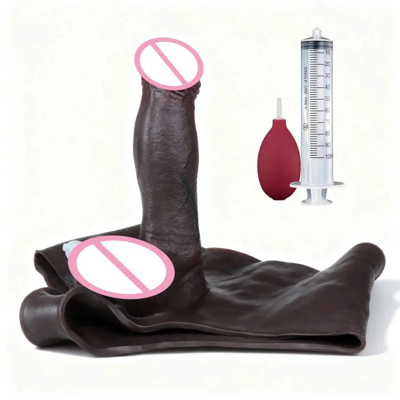 Black Nude Strapon Malaking Makatotohanang Ejaculation Dildo Silicone Squirting Panties Na May Simulated Solid Penis Sex Toy Para sa mga Babae — image 40